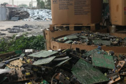 e-waste pile of electronics