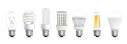 illustration of different kinds of lightbulbs