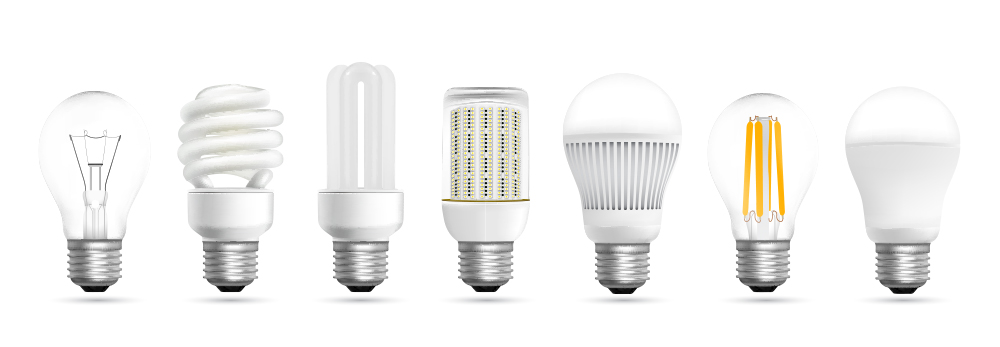 illustration of different kinds of lightbulbs