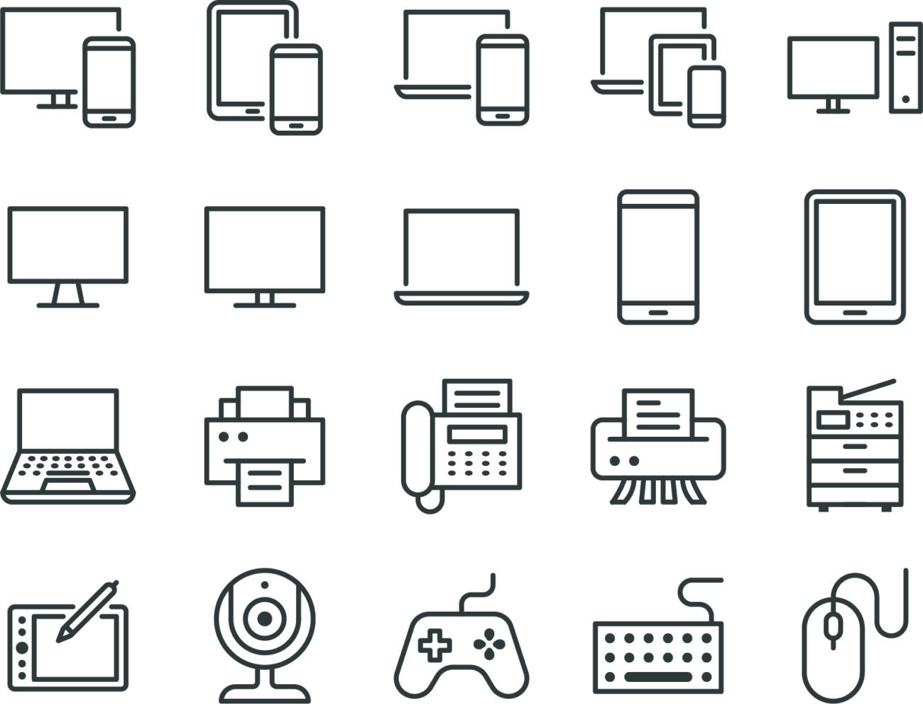 icons of computers and technology