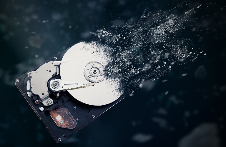 hard drive disintegrating