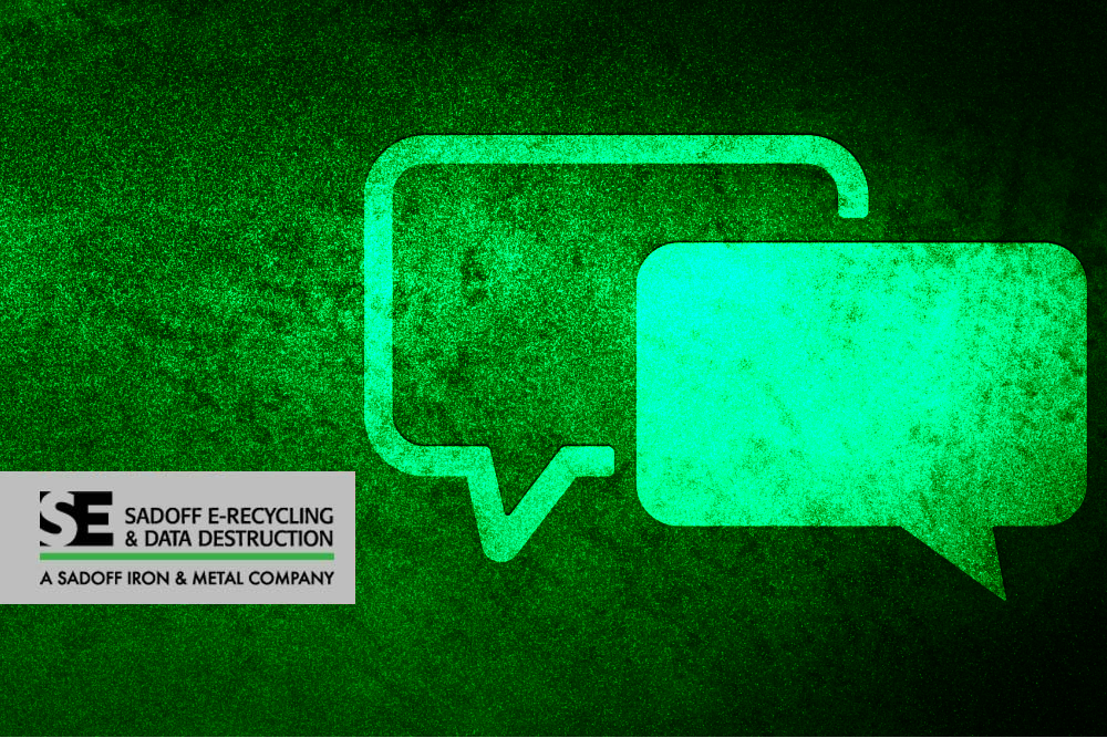 Green speech bubbles and Sadoff logo