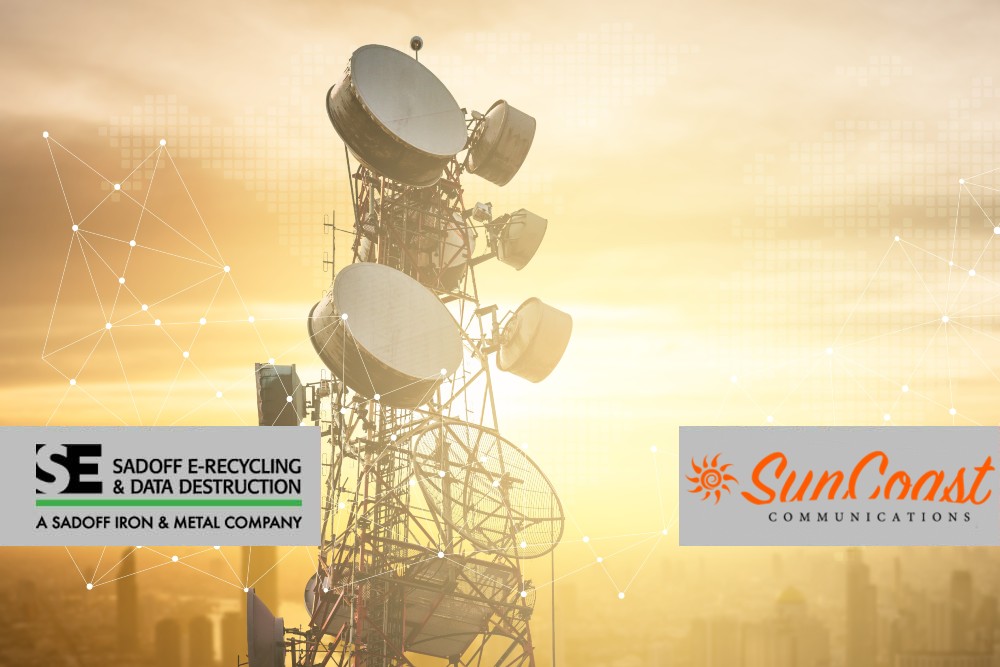 Telecom tower with Sadoff and SunCoast logos