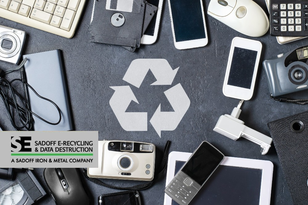 E-recycling material and Sadoff logo