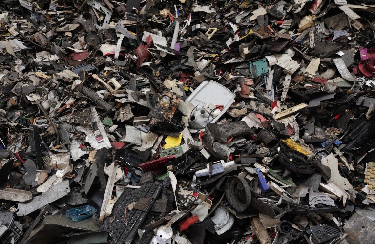 E-waste in a landfill