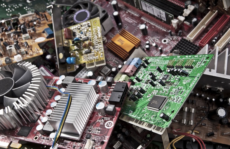 loose circuit boards in a pile
