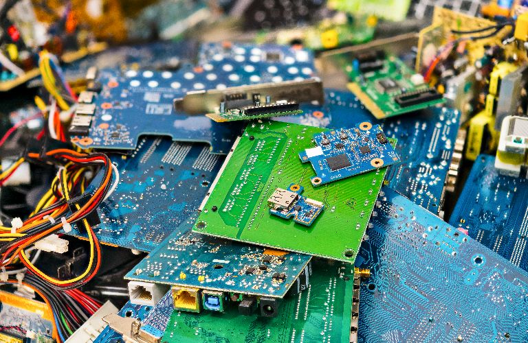 Miscellaneous circuit boards in a pile