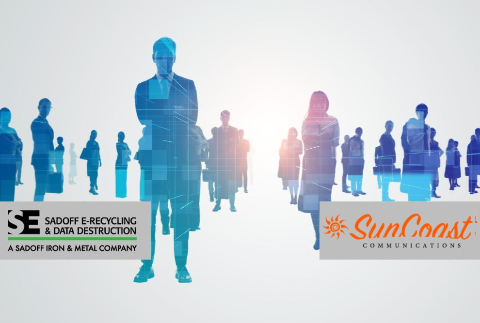 People with a tech silhouette with Sadoff and SunCoast logos