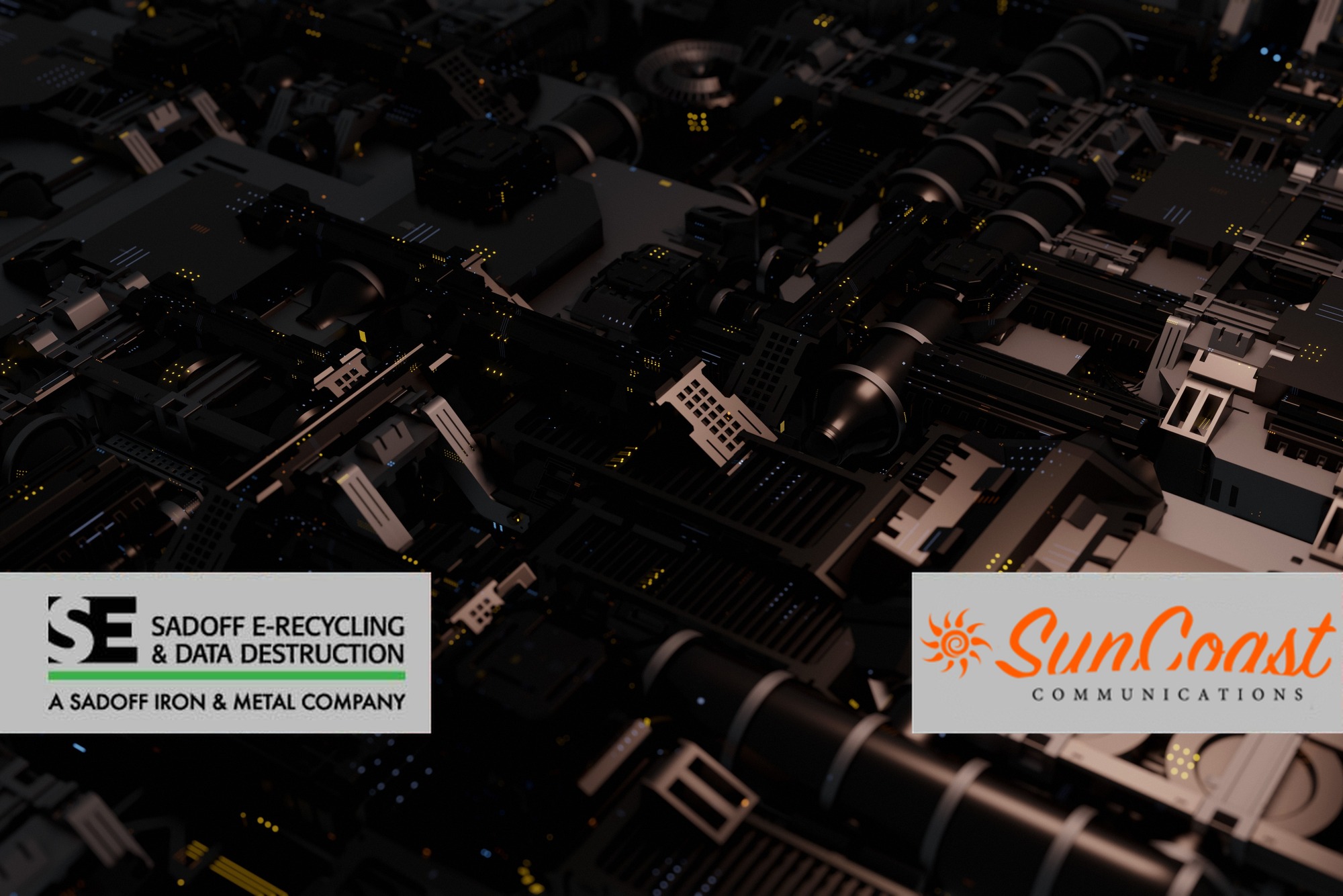 server room circuitry with Sadoff and SunCoast logos